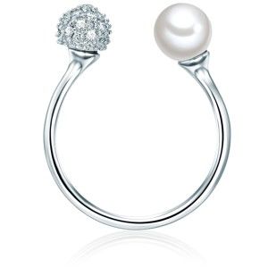 Pierścień w kolorze srebra z białą perłą Perldesse Perle, rozm. 58