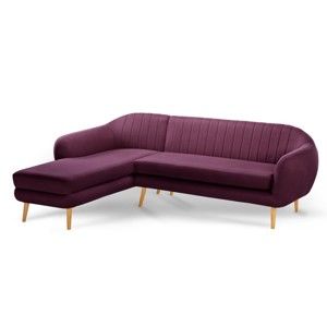 Fioletowa sofa narożna Scandi by Stella Cadente Maison Comete, lewostronna