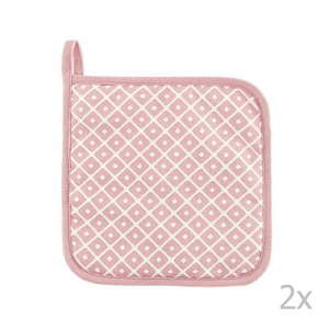 Komplet 2 różowych bawełnianych łapek Tiseco Home Studio Dot