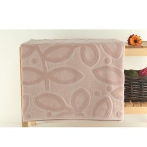 Pudrowy dywanik łazienkowy ze 100% bawełnianego aksamitu Mat, 90x150 cm
