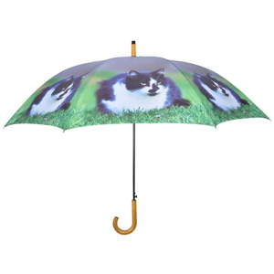 Granatowy parasol w koty Esschert Design, ⌀ 120 cm