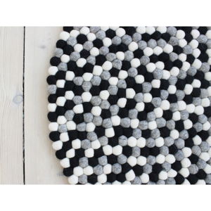 Czarno-biały wełniany dywan kulkowy Wooldot Ball Rugs, ⌀ 120 cm