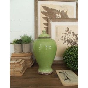 Zielona pojemnik ceramiczny Orchidea Milano Potiche, wys. 37 cm