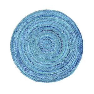 Niebieski okrągły dywan z bawełny Eco Rugs, Ø 150 cm