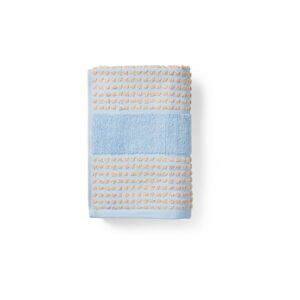 Jasnoniebiesko-beżowy ręcznik kąpielowy z bawełny organicznej 70x140 cm Check - JUNA