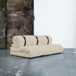 Sofa rozkładana ze skórzanym paskiem Karup Design Buckle Up Beige