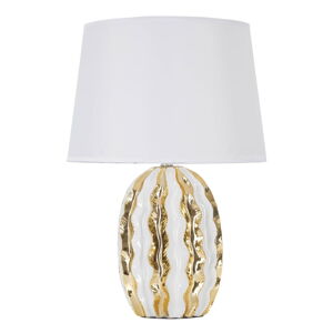 Biała/złota lampa stołowa ceramiczna z tekstylnym kloszem (wysokość 48 cm) Glam Stary – Mauro Ferretti
