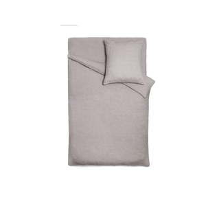 Szarobeżowa lniana narzuta na łóżko z poszewką na poduszkę Maison Carezza Lilly, 200x200 cm
