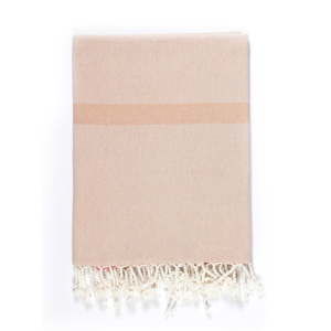 Beżowo-różowy ręcznik z domieszką bawełny Kate Louise Cotton Collection Line Beige Pink, 100x180 cm