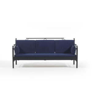 Ciemnoniebieska 3-osobowa sofa ogrodowa Halkus, 76x209 cm