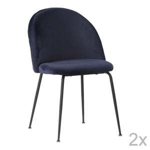 Aksamitne krzesła w niebiesko-złotym kolorze zestaw 2 szt. Geneve – House Nordic