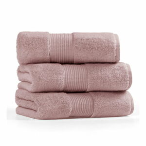 Zestaw 3 różowych bawełnianych ręczników kąpielowych Foutastic Chicago, 70x140 cm