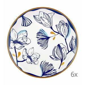 Zestaw 6 białych porcelanowych talerzy deserowych w niebieskie kwiatki Mia Bleu Pasta, ⌀ 19 cm