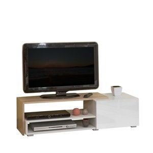 Brązowa szafka pod TV z białymi szufladami Symbiosis Albert, szer. 120 cm