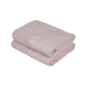 Zestaw 2 jasnofioletowych ręczników z czystej bawełny, 50x90 cm