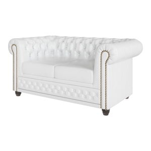 Biała rozkładana sofa z imitacji skóry 148 cm York – Ropez