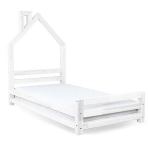 Białe łóżko dziecięce z drewna świerkowego Benlemi Wally, 90x200 cm
