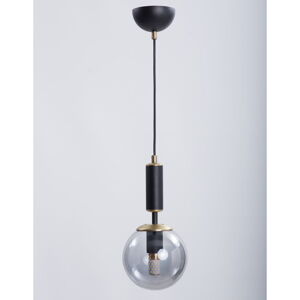 Czarna/szara lampa wisząca z szklanym kloszem ø 15 cm Hector – Squid Lighting