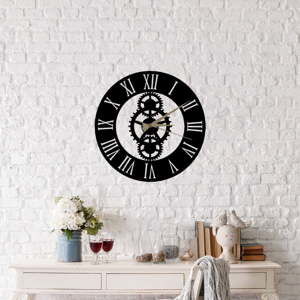 Czarny zegar ścienny Platon Clock, ⌀ 48 cm